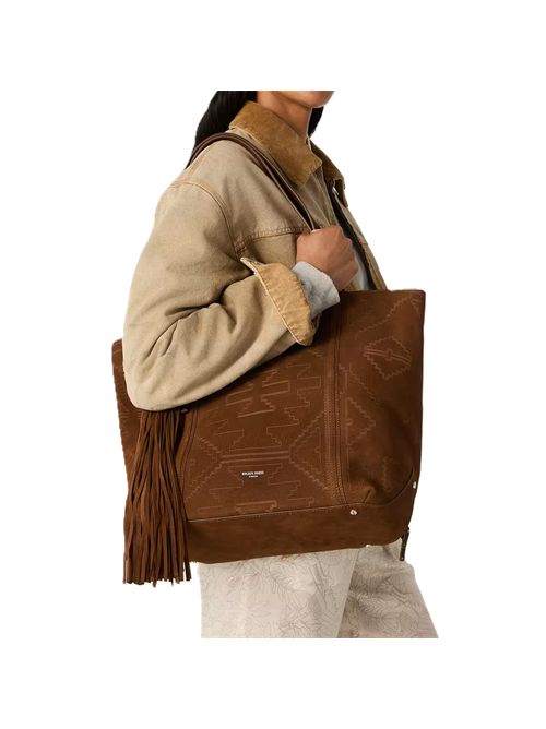 24/7 Bag East West in nabuk marrone con trama Golden Goose | GWA00785.A000917.55776DEEP CHESTNUT